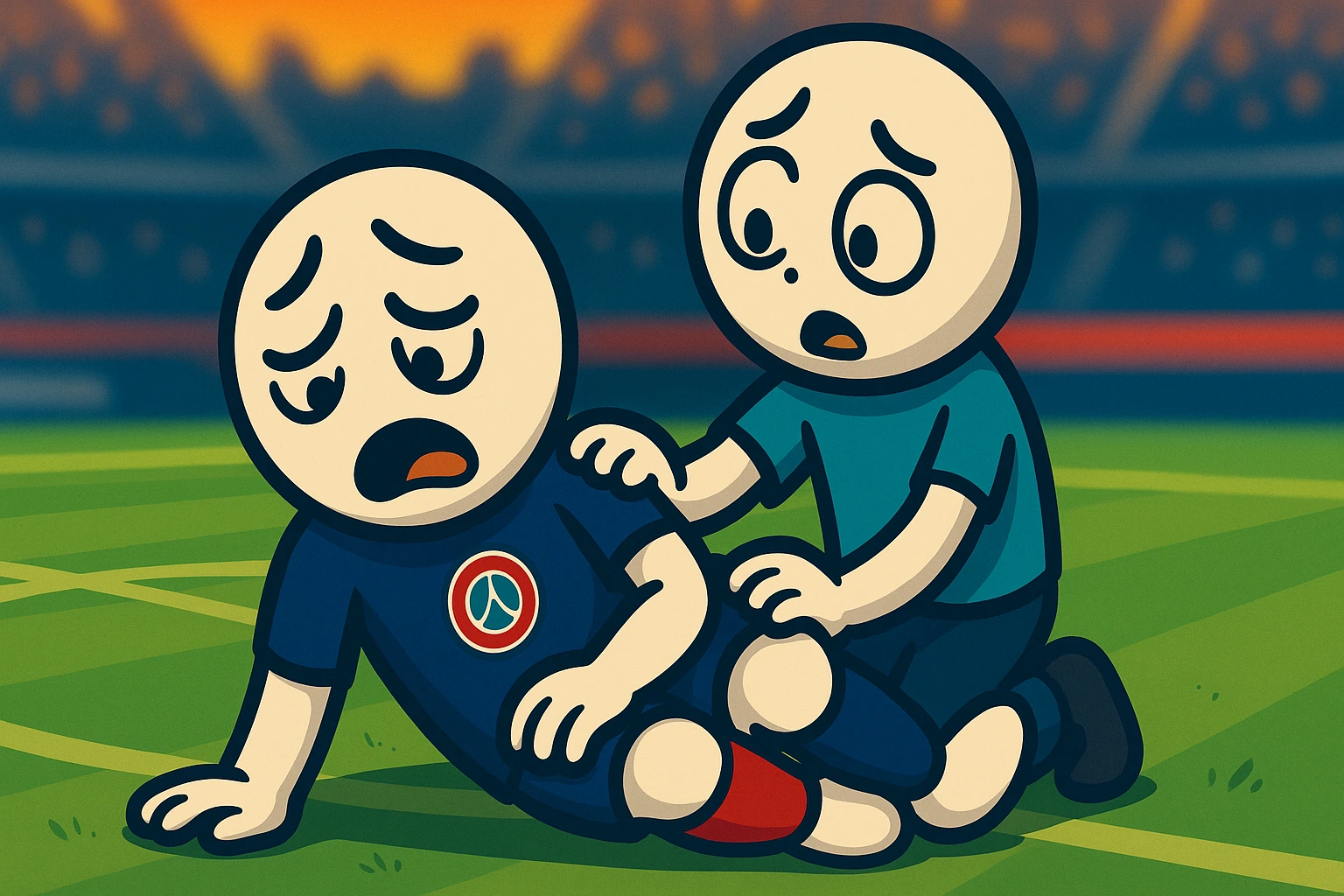 Désiré Doué soigné au mollet pendant Ukraine – France (septembre 2025)